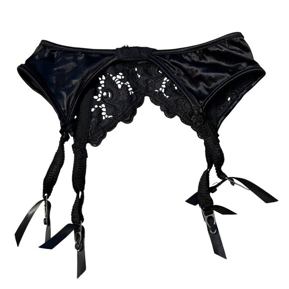 Victoria's Secret Vintage Lace & Satin Black Garter Belt Small - Picture 3 of 3
